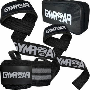 Gymroar Lifting Straps & Wrist Wraps Bundel - met Padding, Anti Slip en Opberghoes - Deadlift Straps - Powerlifting - Bodybuilding - Lifting belt - 2 stuks - Zwart