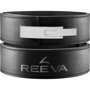 Reeva Zwart Lederen Carbon Powerlift Riem - Lever belt - Maat M - Lever Belt geschikt voor Crossfit, Powerlifting, Fitness en Bodybuilding - Lifting Belt voor Heren en Dames