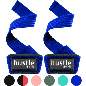 hustle - Blauwe Lifting Straps - met Padding en Anti-slip - Padded - Lifting Grips/Hooks - Deadlift Straps - Voor Fitness