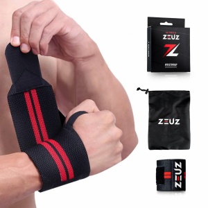 ZEUZ 1 Stuk Polsband Rood/ Zwart - Fitness - CrossFit - Bootcamp - Krachttraining - Yoga - Stevigheidsband - Versteviging & Versterking Polsen - Polsbandage Wrist Support Wraps - Handen support - Sporten & Fit
